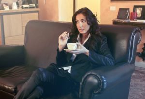 stock image of woman drinking coffee