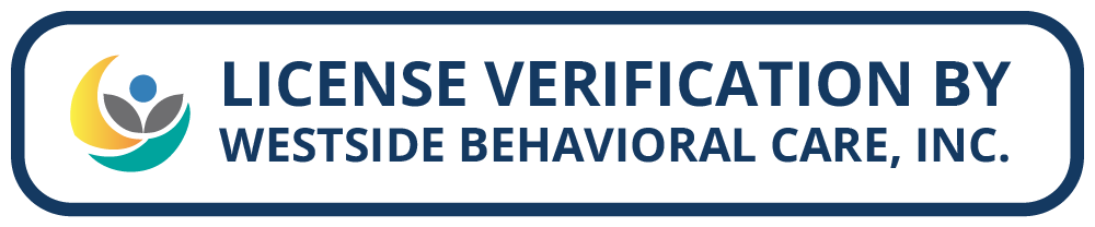 License verification by Westside Behavioral Care, Inc. Click badge to view official license on DORA's website.